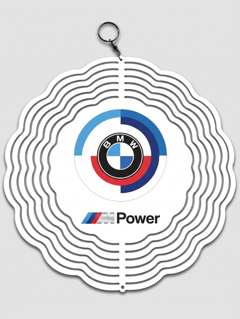 10" BMW M Power Heritage Kinetic Wind Spinner - White Metal Yard Decor